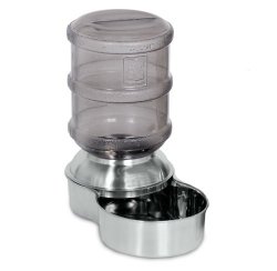Petmate Stainless Steel Replendish Pet Waterer With Water Bottle and Steel Base, Small