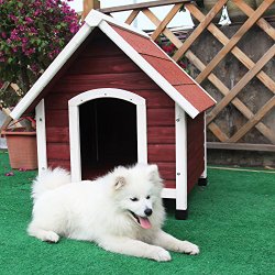 Petsfit 28 X 30 X 30 Inches Wooden Dog House , Wood Pet House Outdoor,Painted With Water Based Paint