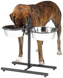 ProSelect Stainless Steel Adjustable Dog Diner Bowl, 2-Quart, Black