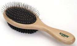 Safari Pin & Bristle Large Brush for Dogs with Wood Handle