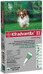 BAYER 004BAY-04458455 K9 Advantix II for Small Dogs 0 – 10 lbs, Green – 4 Months