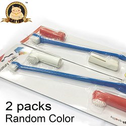 CatYou® 2 Pack Pet Dog Cat Toothbrush Set with 2 Dual Double Headed Toothbrushes & 4 Soft Finger Toothbrush Pet Oral Dental Brush