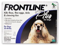 Merial Frontline Plus Flea and Tick Control for 23 to 44-Pound Dogs and Puppies, 6-Pack
