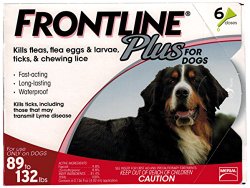 Merial Frontline Plus Flea and Tick Control for 89 to 132-Pound Dogs and Puppies, 6-Pack