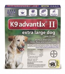 NEW K9 Advantix II Extra Large XL Dog 4 Pack / MONTH for Dogs Over 55LBS