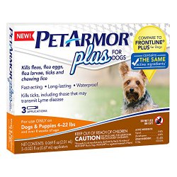 PetArmor 3 Count Plus for Dogs Flea and Tick Squeeze-On, 4-22 lb.
