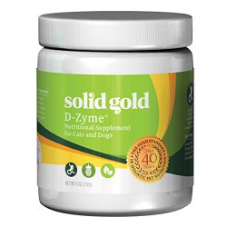 Solid Gold D-Zyme Natural Plant-Based Digestive Enzyme Supplement Powder for Dogs & Cats, All Ages, All Sizes, 6 oz Tub