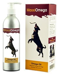 MaxxiOmega – Omega Oil for Dogs with Easy to Use Pump – Omega 3, 6 & 9, plus Vitamins A, D & E and Biotin – For Healthy Skin & Shiny Coat – No Fishy Smell – Liquid Supplement 10 oz