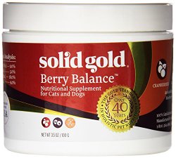 Solid Gold Berry Balance Nutritional Supplement Powder for Dogs & Cats, Natural Cranberry & Blueberry Flavor, All Ages, All Sizes, 3.5 oz Tub (Packaging May Vary)