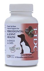 1-TDC Dual Action Periodontal and Joint Support for Dogs and Cats | Professionally Formulated 1-TetraDecanol Complex | 120 “Twist Off” Softgels