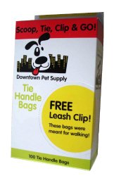 300 DOG PET WASTE CLEAN-UP POOP BAGS with Tie Handles – BLACK + FREE LEASH CLIP