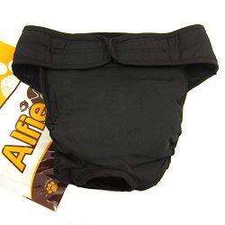Alfie Pet by Petoga Couture – Max Diaper Dog Sanitary Pantie with Velcro Closure – Color: Black, Size: XXL (for Girl Dogs)