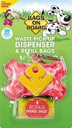 Bags on Board Marble Bone Dispenser, Pink, 30 Bags