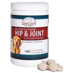 Best Value Glucosamine for Dogs Hip and Joint Supplement with Chondroitin MSM and Vitamin C, 180 Chewable Liver-flavored Tablets
