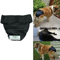 Bro’Bear Adjustable & Washable Female Pet Max Diaper Girl Dog Sanitary Pantie with Velcro Closure (X-Large, Black)