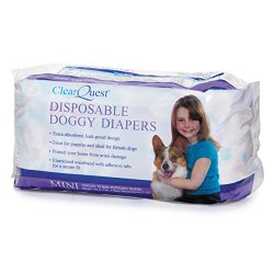 ClearQuest Disposable Doggy Diapers,  10-Count, Leakproof, Super Absorbent – Mini, Extra Small, Small, Large, Medium, Extra Large