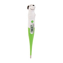 HealthSmart Kids Digger Dog Animal Shaped Digital Thermometer for Oral, Rectal or Underarm Temperature Readings for Kids, Children and Adults, Green