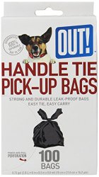 Out! 100 Count Handle Tie Waste Pick-Up Bags for Dogs