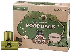 Pogi’s Poop Bags – 30 Unscented Rolls (450 Bags) – Large, Earth-Friendly, Leak-Proof Pet Waste Bags