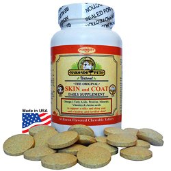 Skin and Coat Supplement for Dogs and Cats (Omega 3 Fish Oil, Vitamins, Amino Acids, Minerals) 60 Bacon Flavor Chewables.