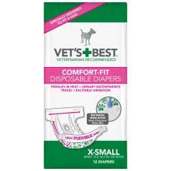 Vet’s Best 12 Count Comfort Fit Disposable Female Dog Diapers, X-Small