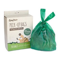 ZippyPaws Dog Poop Waste Pick-Up Bags, 210-count, Green Unscented