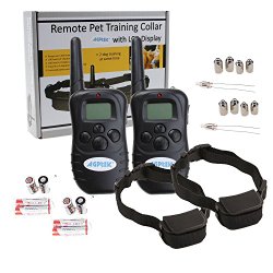 2 Pack LCD 100lv 300 Yards Electric Shock Vibration Remote Dog Training Collars