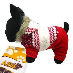Alfie Pet by Petoga Couture – Nova Hooded Jumper – Color: Red, Size: Small