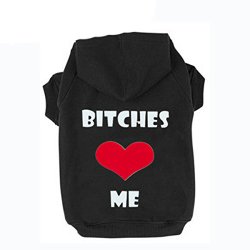 Black XL”BITCHES LOVE ME” Dog Cat Fleece Sweatershirt hoodis