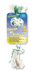 Booda Fresh N Floss 2 Knot Bone Rope Dog Toy, Large, Spearmint