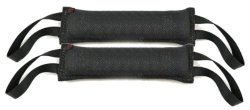 Bundle of 2 French Linen Dog Tug Toys (3″ x 10″) 2 Handles RedLine K9