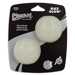 CHUCKIT Max Glow Balls for Pets (2 Pack), Medium, White