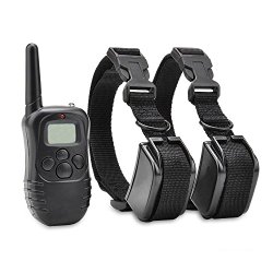 Eeoo® 330 Yard Rechargeable and rainproof transmitter and receiver Remote Dog Training E-Collar training collar with LCD display For Two dogs