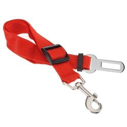 EOM Puppy Pet Dog Belt Car Automotive Seat Safety Belt Nylon Adjustable Lobster Clasp Halter / Dog Cat Harness Lead Leash Pulling Rope Back Strap Belt Circle String (safe belt- red)