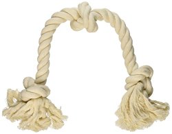 Flossy Chews 100-Percent Cotton White 3-Knot Rope Tug, Large, 25-Inch