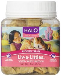 Halo Liv-a-Littles Natural Treats for Dogs and Cats, Freeze-Dried Wild Salmon Protein, 1.6-Ounce