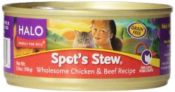 Halo Spot’s Stew Natural Canned Chicken and Beef Recipe Food for Cats, 5-1/2-Ounce,12 pack