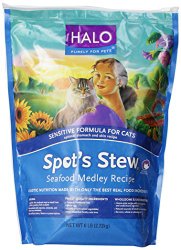 Halo Spot’s Stew Natural Dry Cat Food, Sensitive Cat, Seafood Medley, 6-Pound Bag