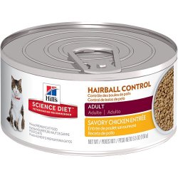 Hill’s Science Diet Adult Hairball Control Savory Chicken Entree Minced Cat Food, 5.5-Ounce Can, 24-Pack