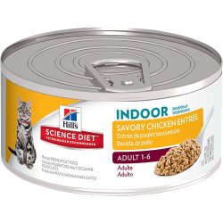 Hill’s Science Diet Adult Indoor Cat Savory Chicken Entree Minced Cat Food, 5.5-Ounce Can, 24-Pack