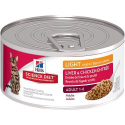 Hill’s Science Diet Adult Light Liver and Chicken Entree Minced Cat Food, 5.5-Ounce Can, 24-Pack