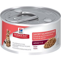 Hill’s Science Diet Adult Optimal Care Savory Salmon Entree Minced Cat Food, 3-Ounce Can, 24-Pack