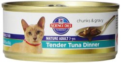 Hill’s Science Diet Mature Adult Tender Tuna Dinner Chunks and Gravy Cat Food Can, 5.5-Ounce, 24-Pack