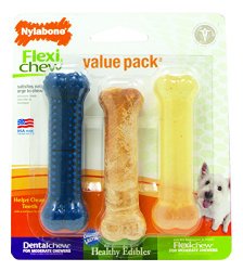 Nylabone FlexiChew Regular Bone Dog Chew Toy, Variety Pack