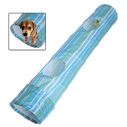 Pecute Portable Exercise Cat Puppy Dog Fun Collapsible Pet Obedience Agility Training Tunnel Striped Cave Chute Tool Rabbit Ferret Play Toys 50.4inch×9.8inch