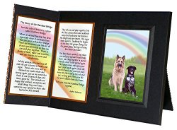 Pet Lover Remembrance Gift, Rainbow Bridge Poem, Memorial Pet Loss Picture Frame Keepsake and Sympathy Gift Package, with optional custom photo editing, Black with Foil Accent