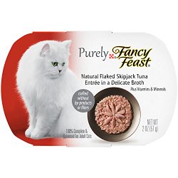 Purely Fancy Feast Natural Flaked Skipjack Tuna Entree Cat Food, 2-Ounce Pouch, Pack of 10