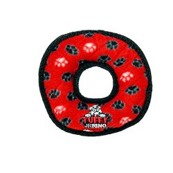 Tuffy Jr’s Ring Dog Toy, Red Paws