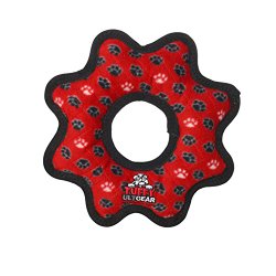 Tuffy Ultimates Gear Ring Dog Toy, Red Paws