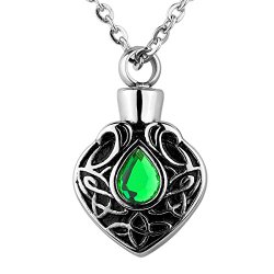 VALYRIA Memorial Jewelry Celtic Knot with CZ Stone Charm Urn Necklace Keepsake Cremation Ashes Pendant